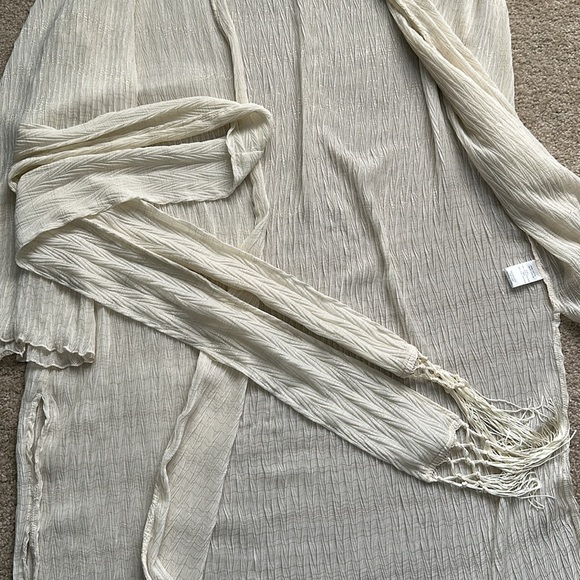 VICI x Summer of Diane Gauzy Ivory with Metallic Gold Detail Swim Cover Up Small - Picture 7 of 9